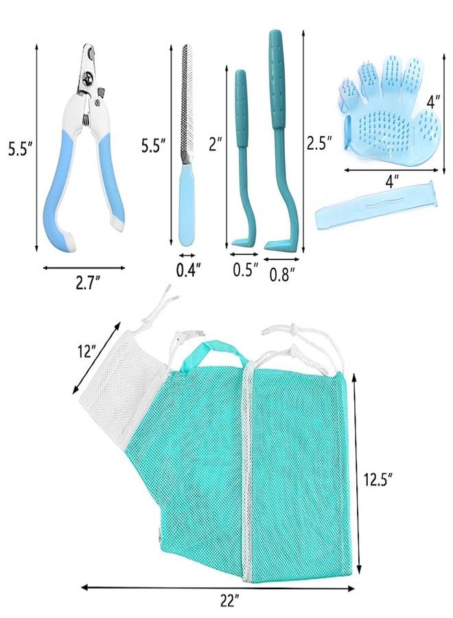 fghuim 6 Pieces Cat Bathing/Grooming Bag, Adjustable Cat Shower Net Bag and Pet Nail Clippers, Nail File, Grooming Gloves, Tick Tool，Pet Dog and Cat Nail Trimming Check. - Image 2